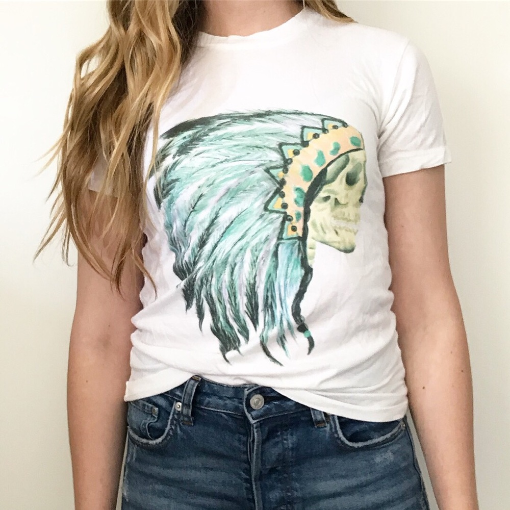 J. Galt Native American Indian skull tee